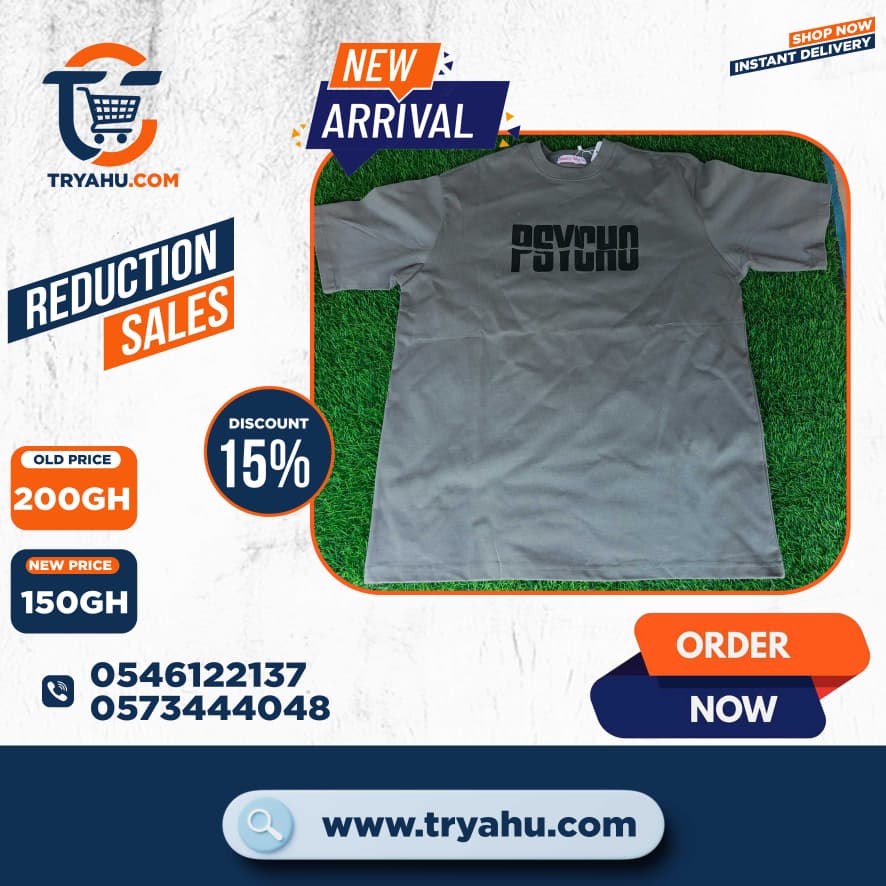 Heavy 100% Cotton T-Shirts for Men | Comfortable & Durable | Tryahu Ghana